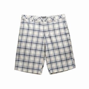 Izod Golf Mens Shorts Plaid White Red Blue 36 bv